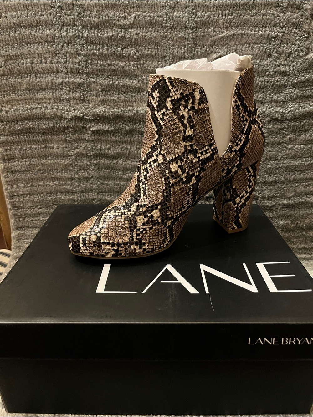 Lane Bryant Brown Snake-Print Ankle Booties